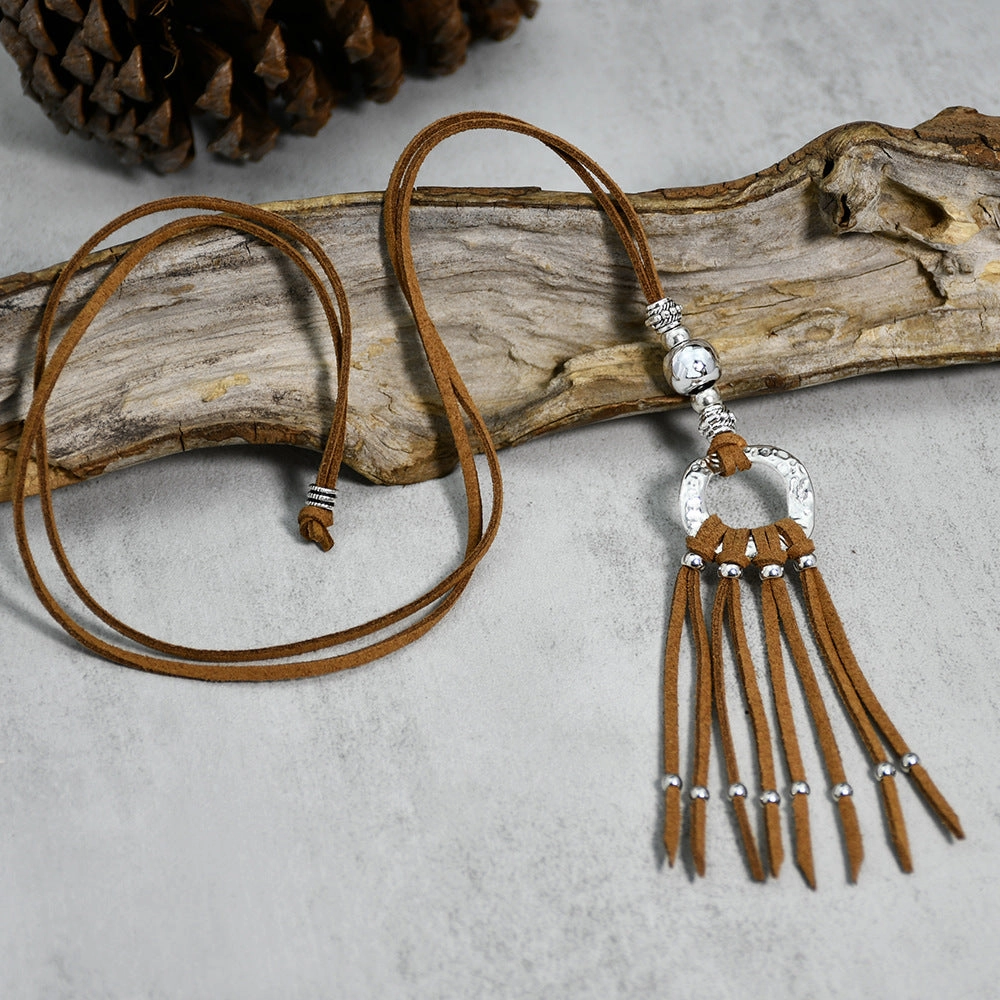 Wholesale Tassel Long Suede Rope Necklace