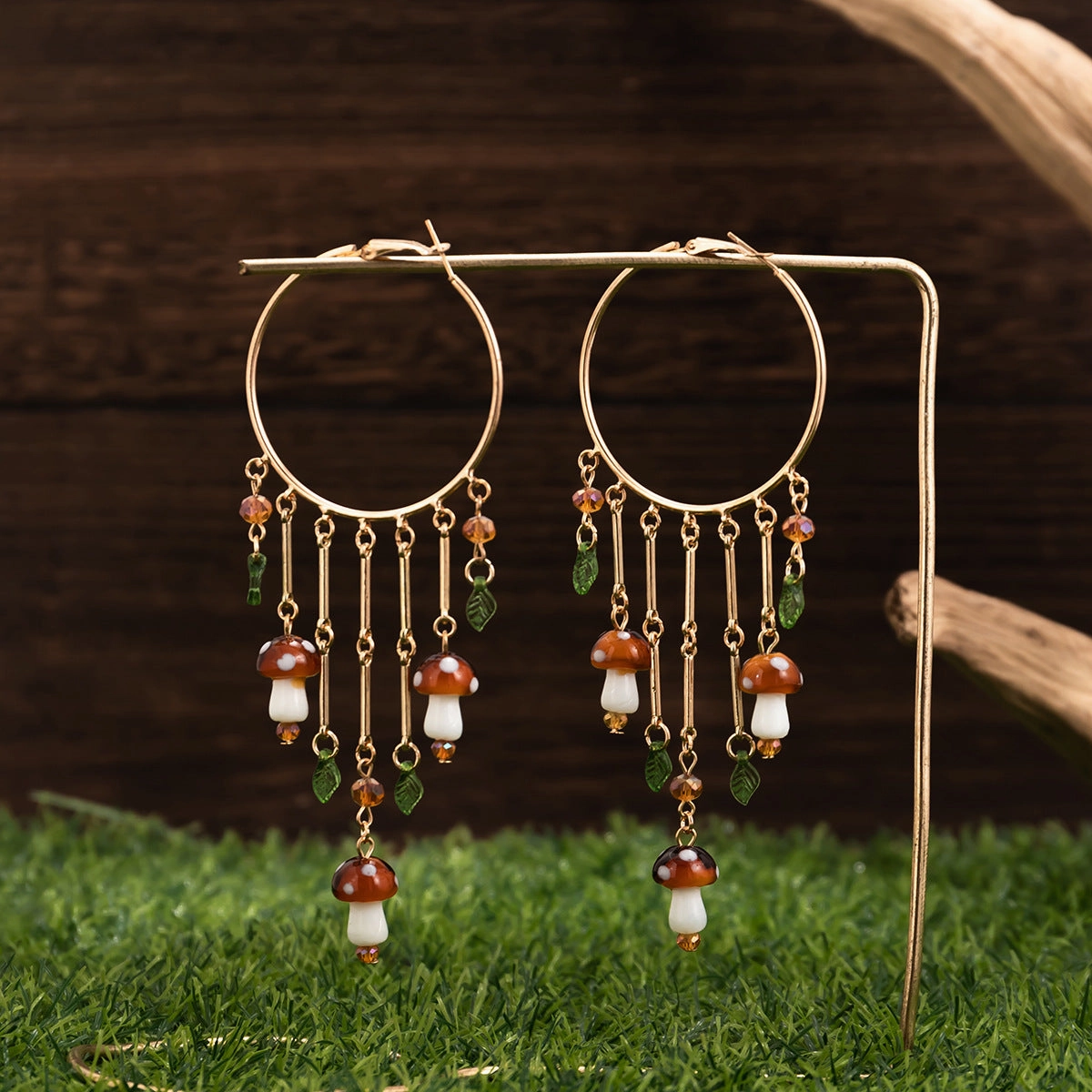 Wholesale Tassel Pendant Mushroom Leaf Alloy Earrings