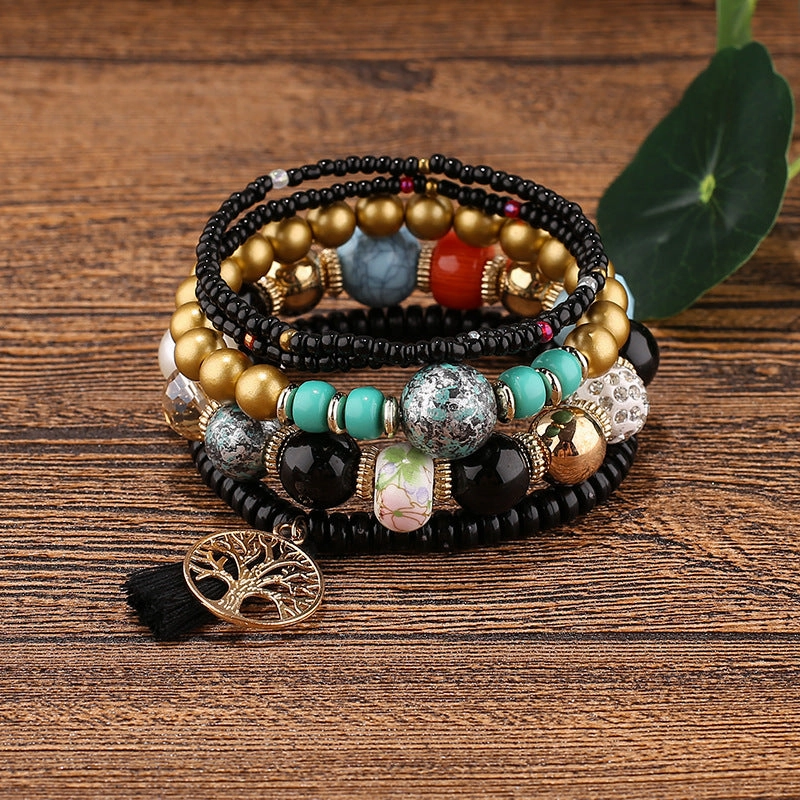 Wholesale Tassel Tree of Life Pendant Beaded Bracelet