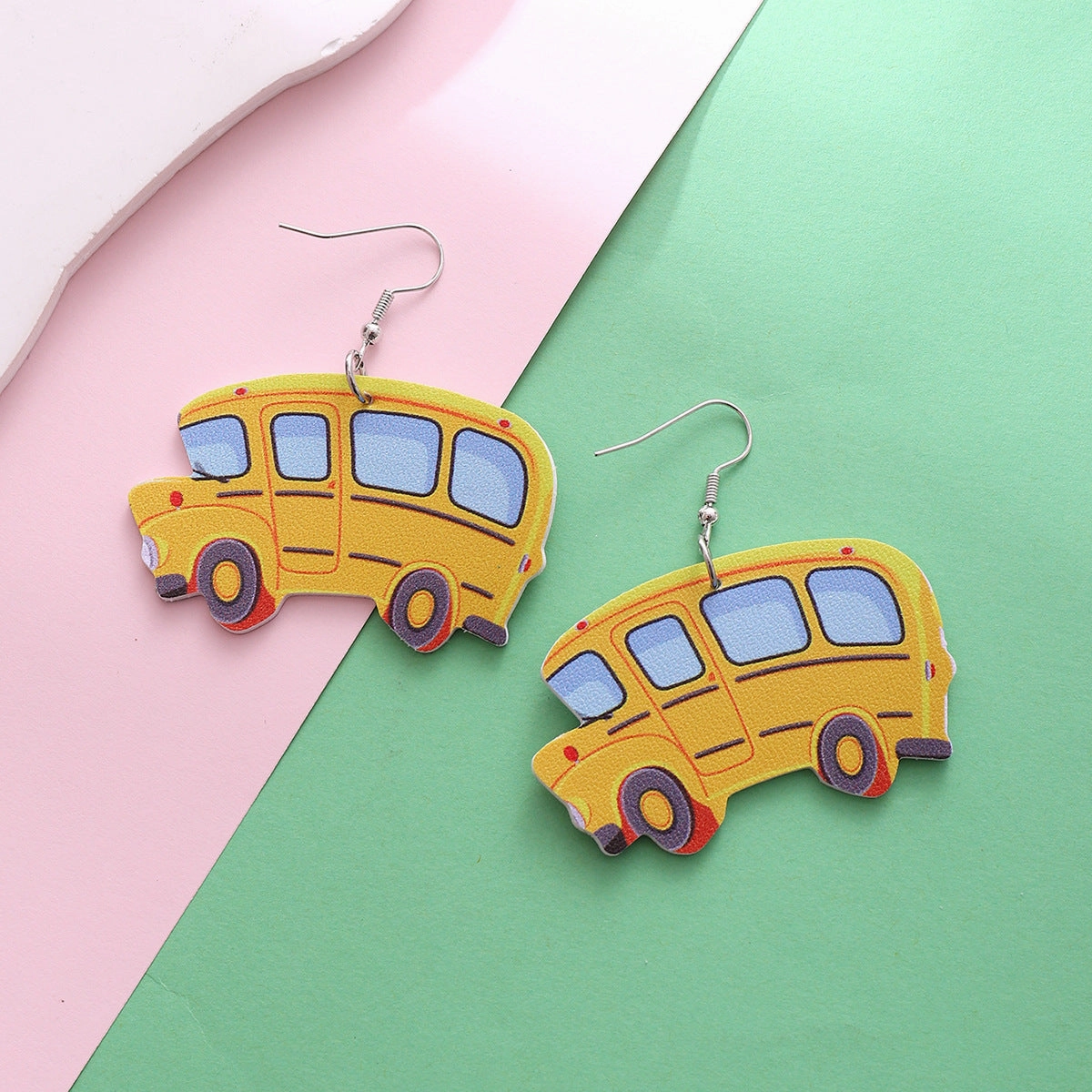 Wholesale Teacher's Day Apple Pencil Water Drop Leather Earrings