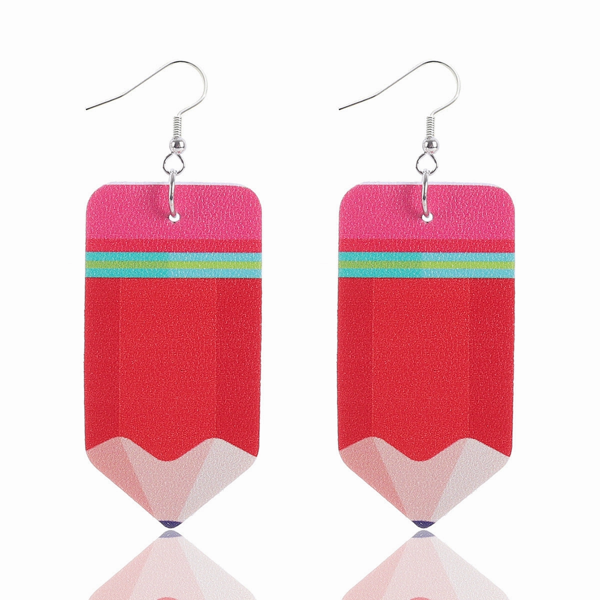 Wholesale Teacher's Day Apple Pencil Water Drop Leather Earrings