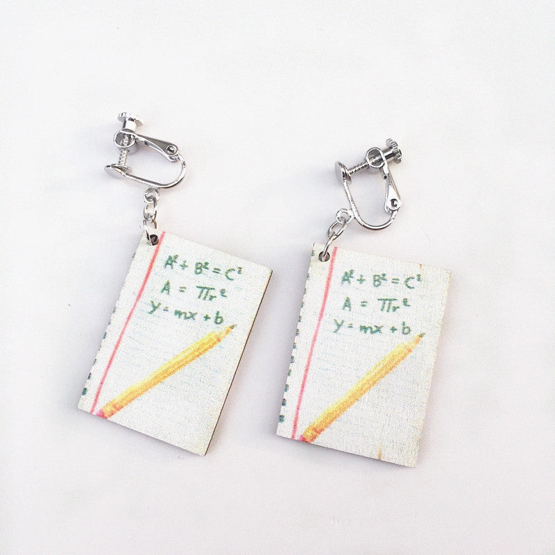Wholesale Teacher's Day Books Paintbrushes Wooden Earrings