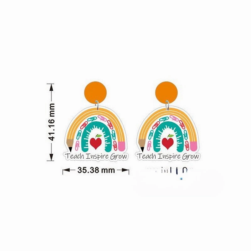 Wholesale Teacher's Day Heart Glitter Acrylic Earrings