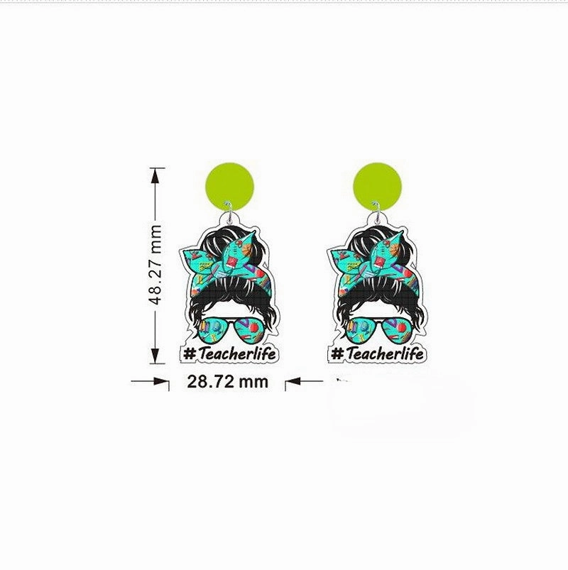 Wholesale Teacher's Day Heart Glitter Acrylic Earrings