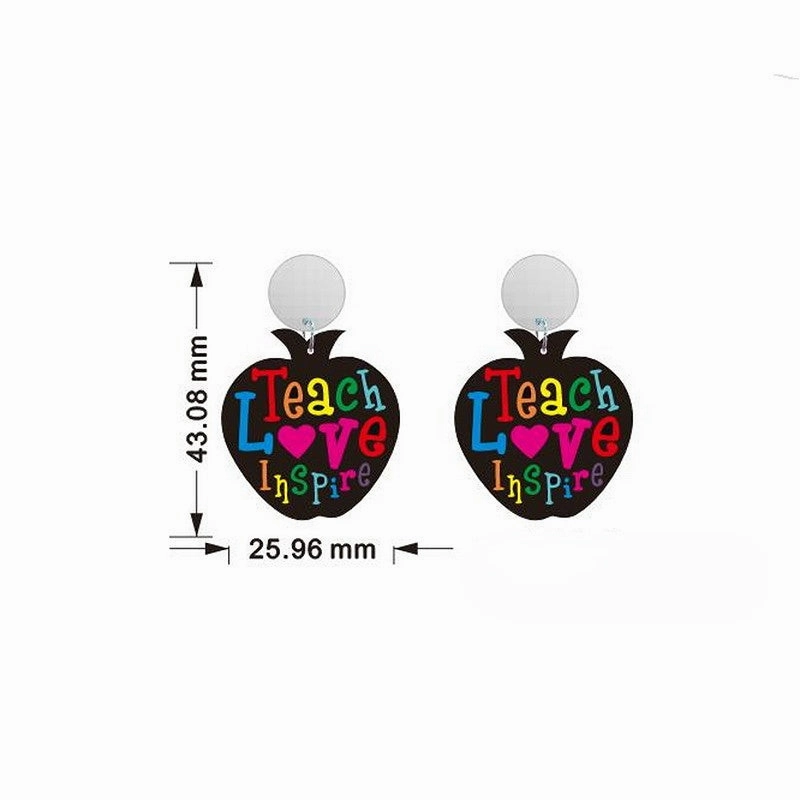 Wholesale Teacher's Day Heart Glitter Acrylic Earrings