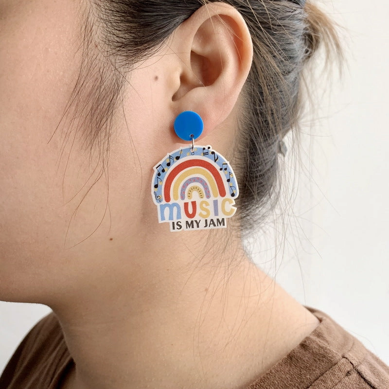 Wholesale Teacher's Day Heart Glitter Acrylic Earrings
