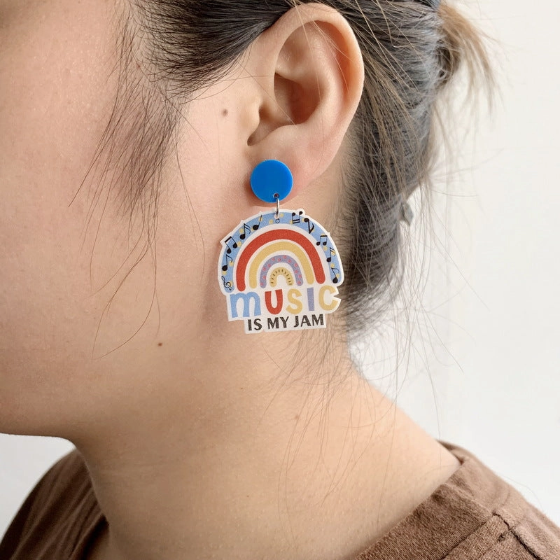 Wholesale Teacher's Day Heart Glitter Acrylic Earrings