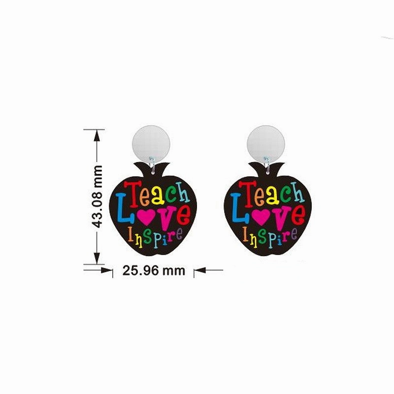 Wholesale Teacher's Day Heart Glitter Acrylic Earrings