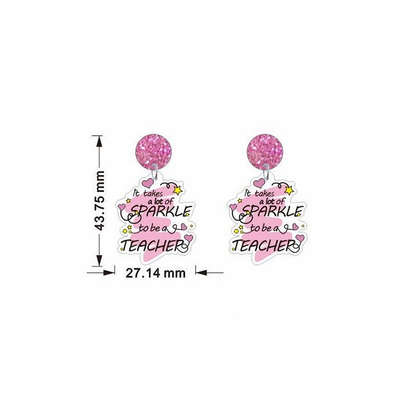 Wholesale Teacher's Day Heart Glitter Acrylic Earrings
