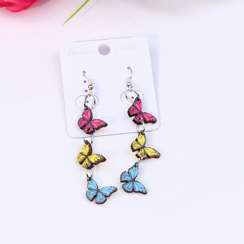 Wholesale Teacher's Day Pen Stripe Heart Wood Ear Studs