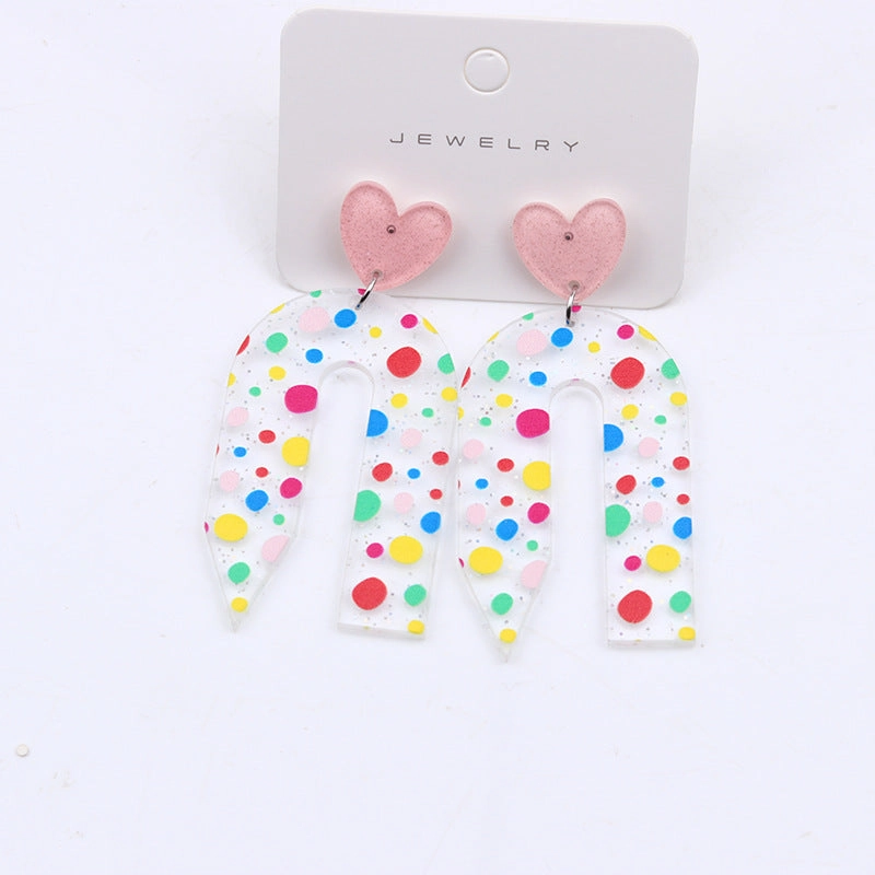 Wholesale Teacher's Day Pencil Stripe Heart Acrylic Earrings