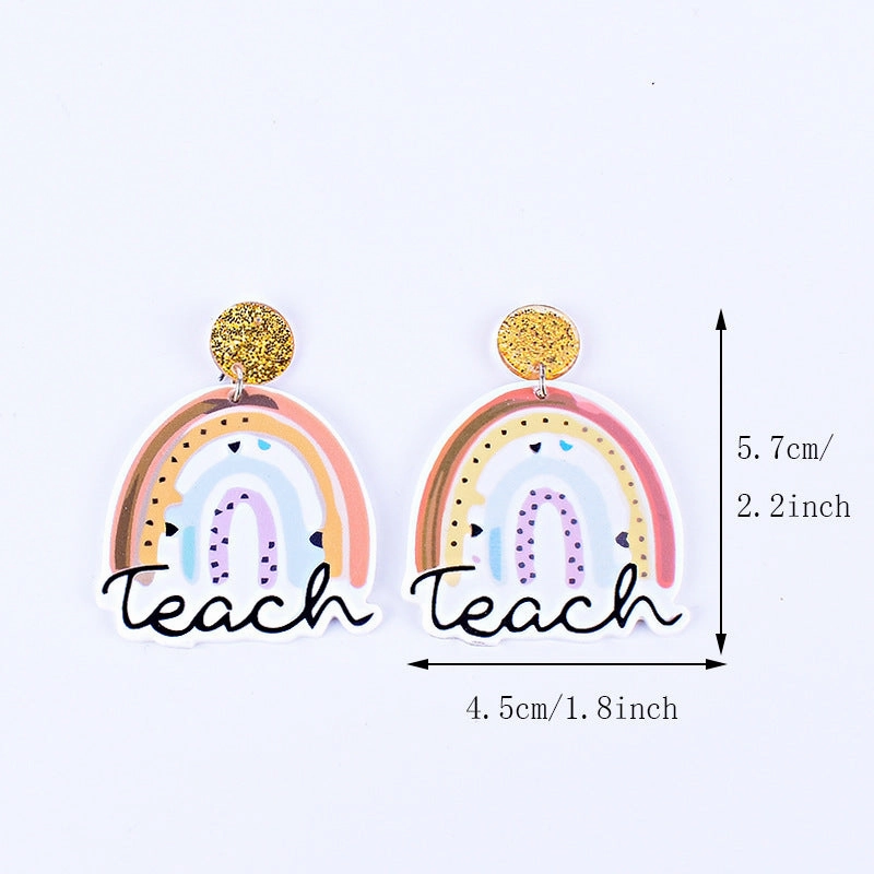 Wholesale Teacher's Day Return Season Rainbow Pencil Acrylic Earrings