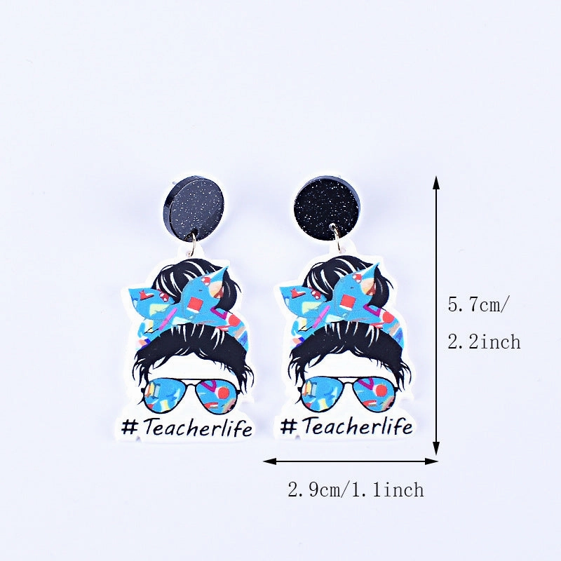 Wholesale Teacher's Day Return Season Rainbow Pencil Acrylic Earrings
