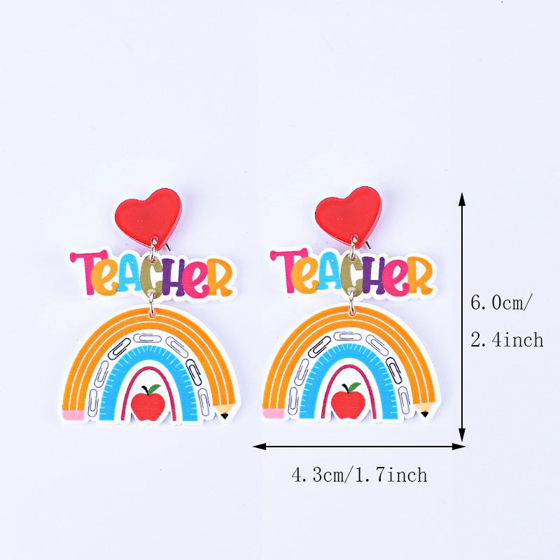 Wholesale Teacher's Day Return Season Rainbow Pencil Acrylic Earrings