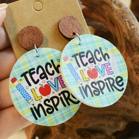 Wholesale Teacher's Day Ruler Apple Teacher Leather Earrings