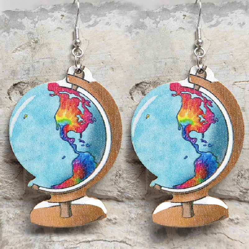 Wholesale Teacher's Day School Supplies Wooden Earrings