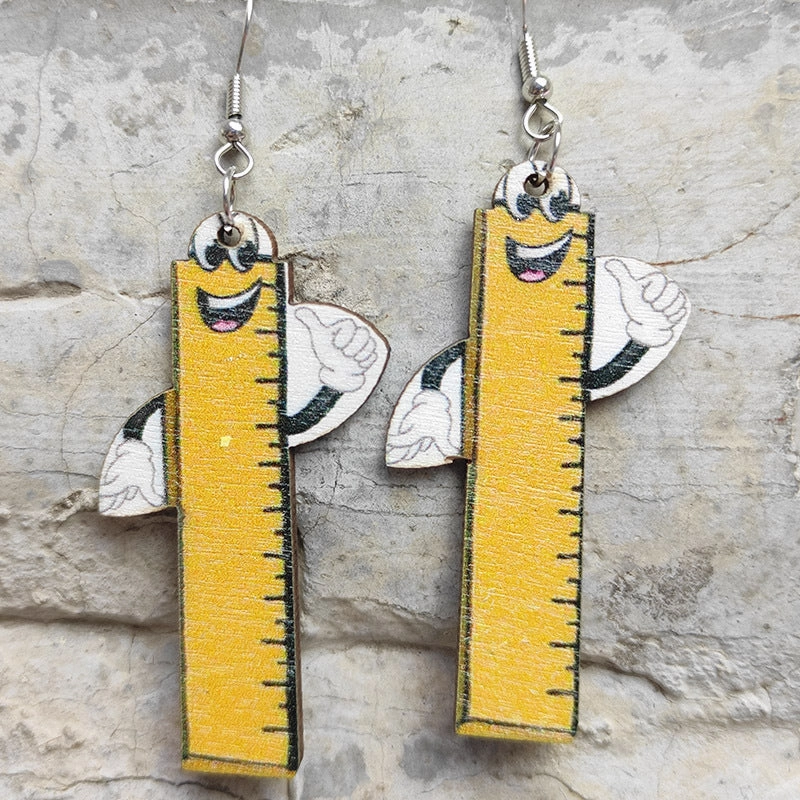 Wholesale Teacher's Day School Supplies Wooden Earrings