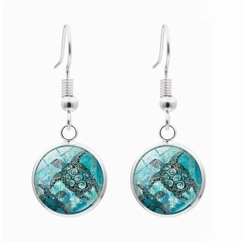 Wholesale Teal Turtle Alloy Earrings