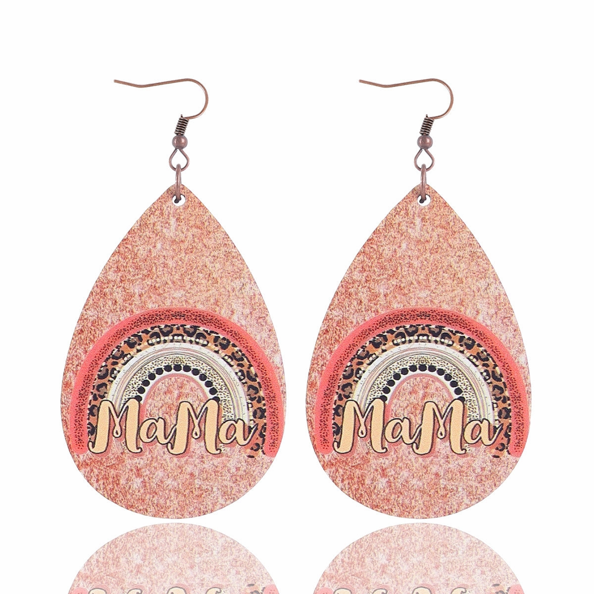 Wholesale Teardrop Shape Leopard Sunflower Cow Wood Earrings