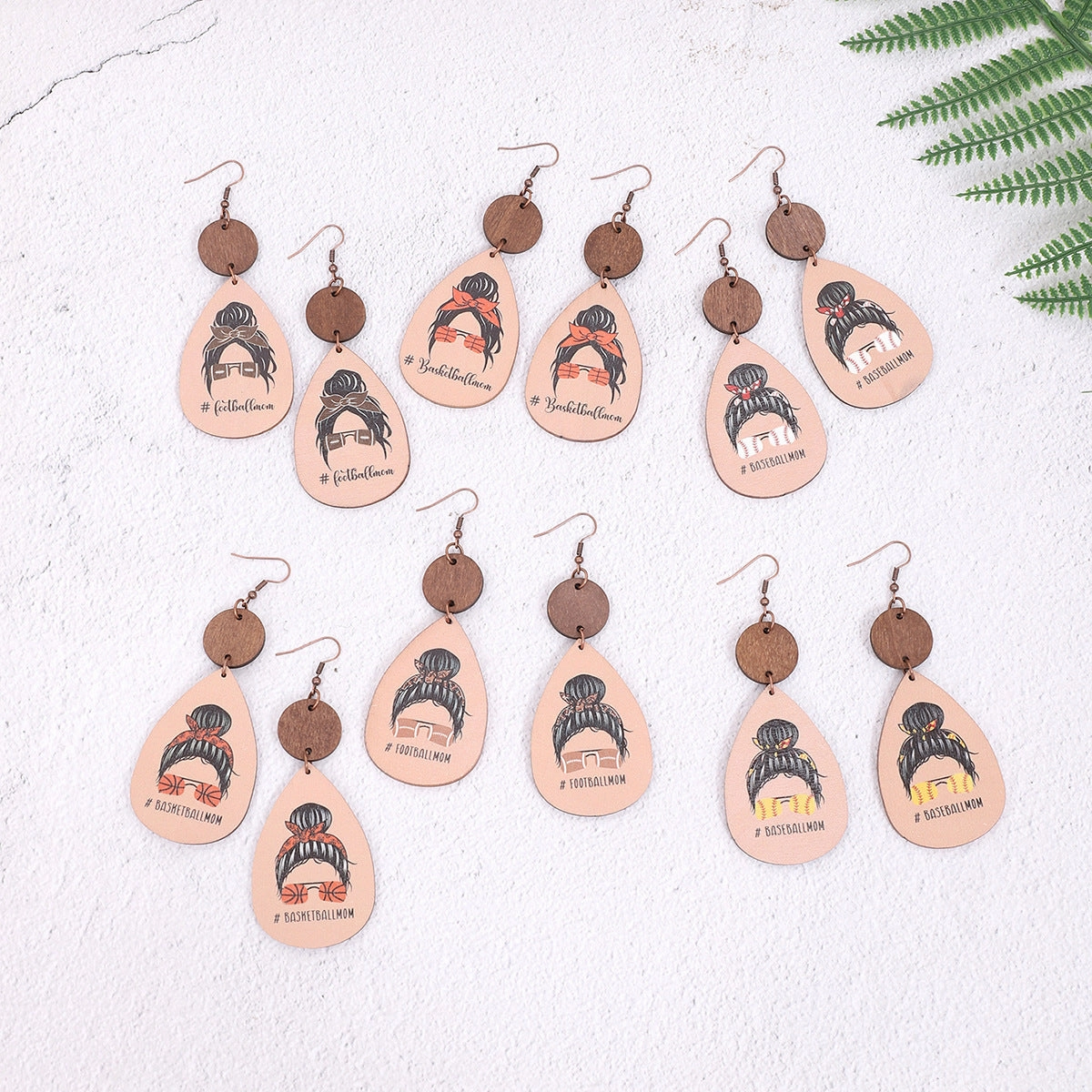Wholesale Teardrop Shaped Light Wood Chip Earrings
