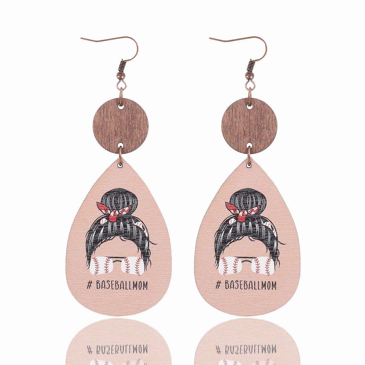 Wholesale Teardrop Shaped Light Wood Chip Earrings