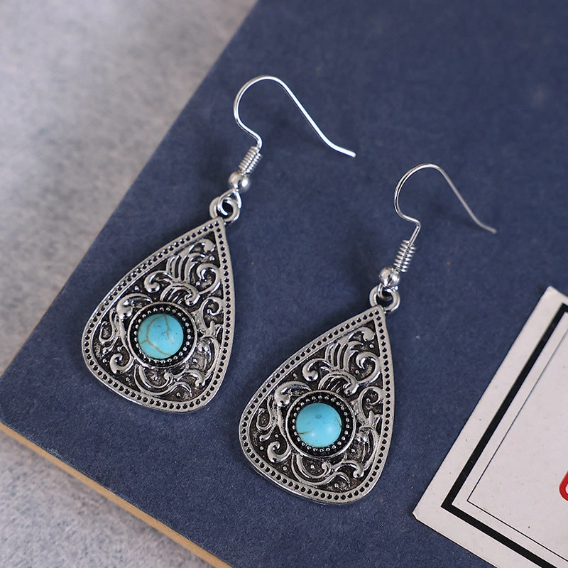 Wholesale Teardrop Turquoise Alloy Earrings