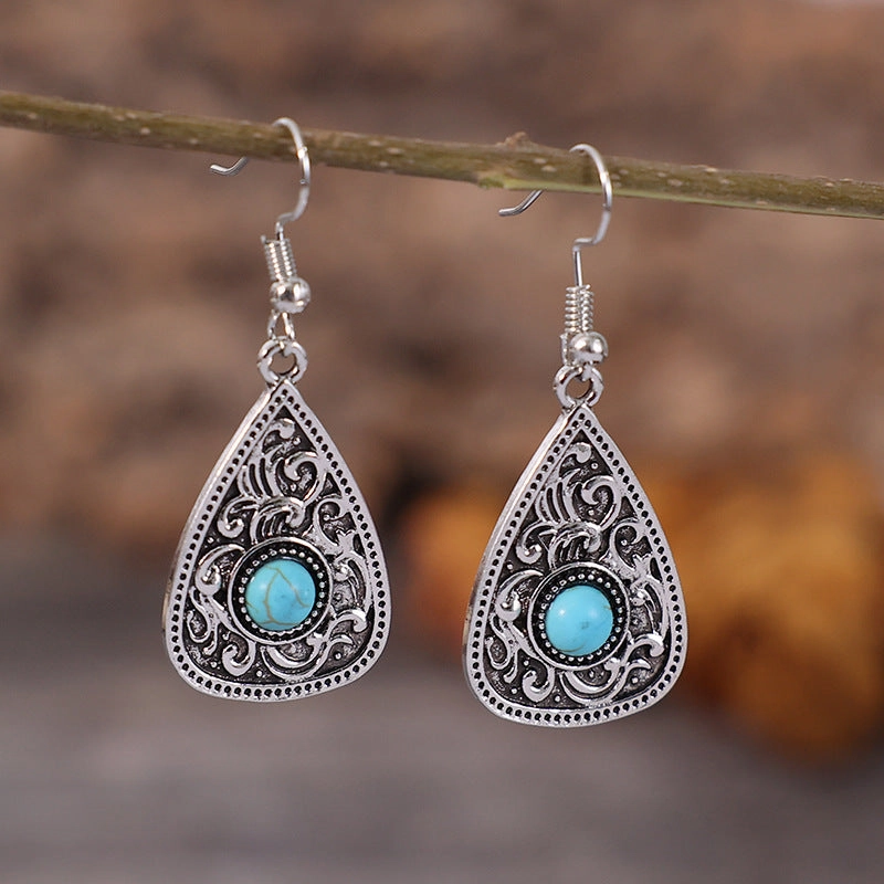 Wholesale Teardrop Turquoise Alloy Earrings