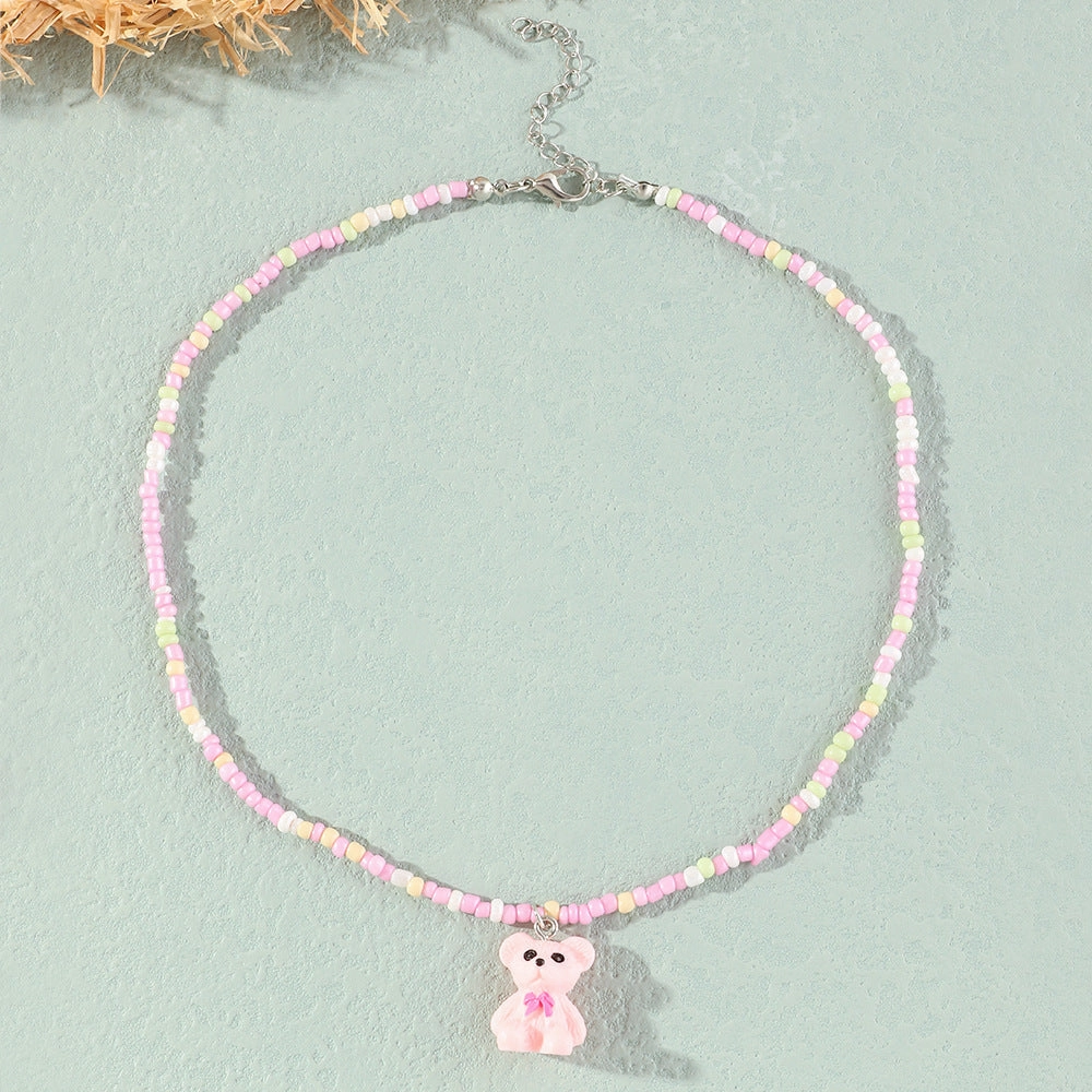 Wholesale Teddy Bear Rice Beads Necklaces