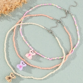 Wholesale Teddy Bear Rice Beads Necklaces
