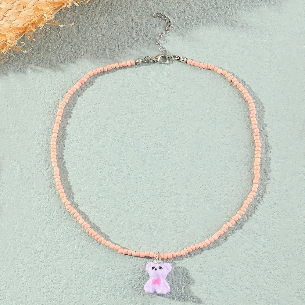 Wholesale Teddy Bear Rice Beads Necklaces
