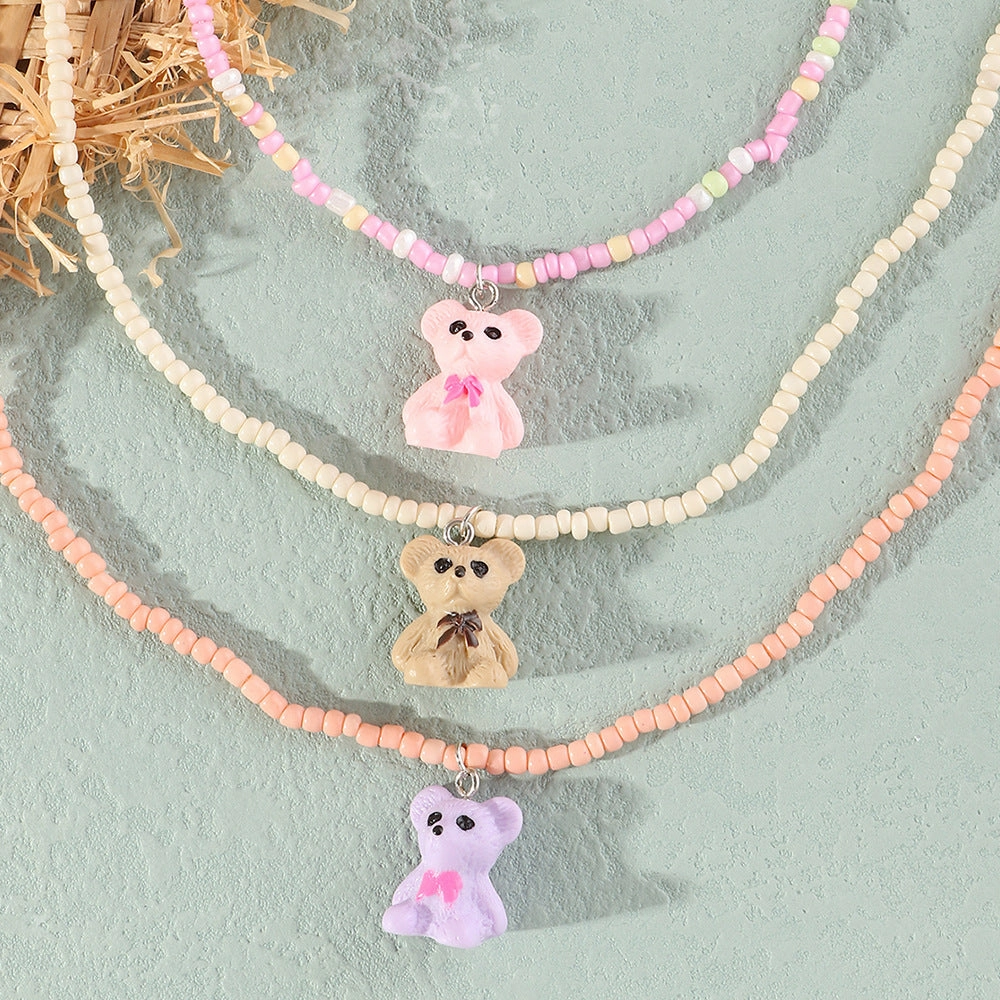 Wholesale Teddy Bear Rice Beads Necklaces