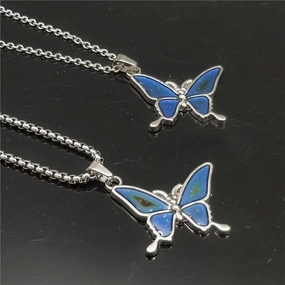 Wholesale Temperature Sensitive Color Changing Vintage Butterfly Necklace