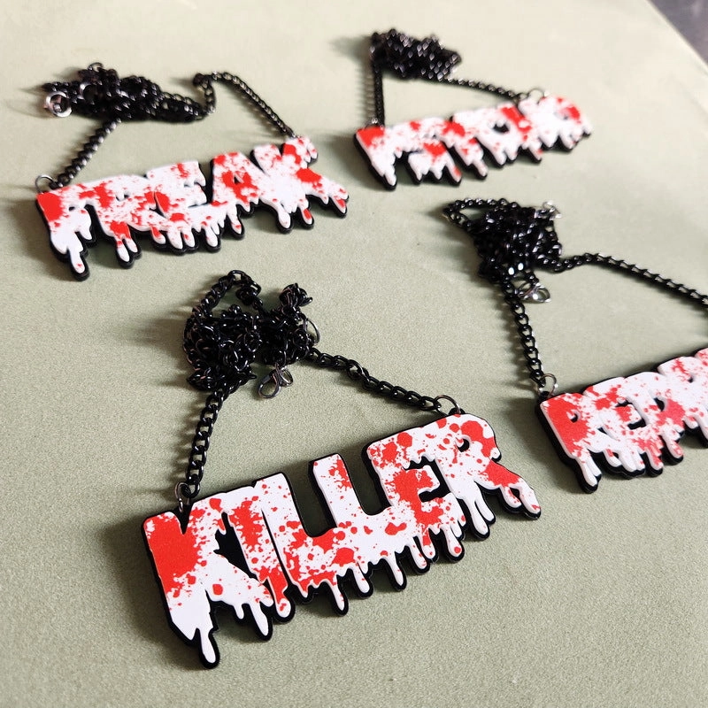 Wholesale Terrorist Blood Drops English alphabet Acrylic Necklaces