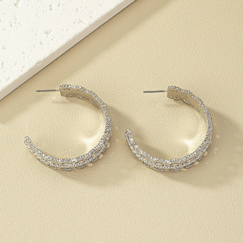 Wholesale Textured Diamond Alloy Earrings