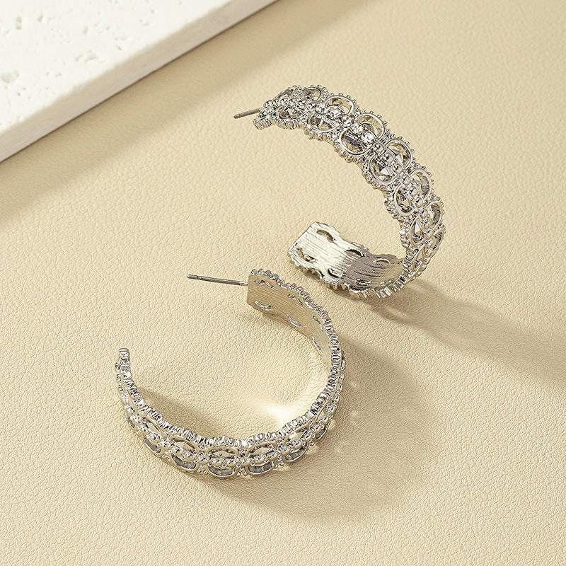 Wholesale Textured Diamond Alloy Earrings
