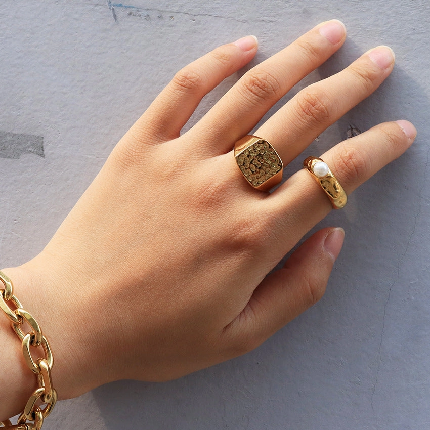 Wholesale Textured Pleated Titanium Steel Ring