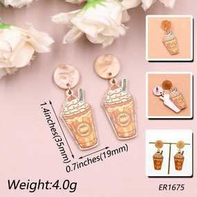 Wholesale Thanksgiving Earrings Festival Acrylic Pumpkin Coffee Cup Earrings