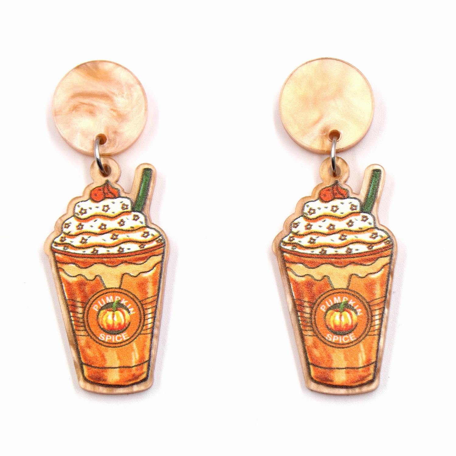 Wholesale Thanksgiving Earrings Festival Acrylic Pumpkin Coffee Cup Earrings