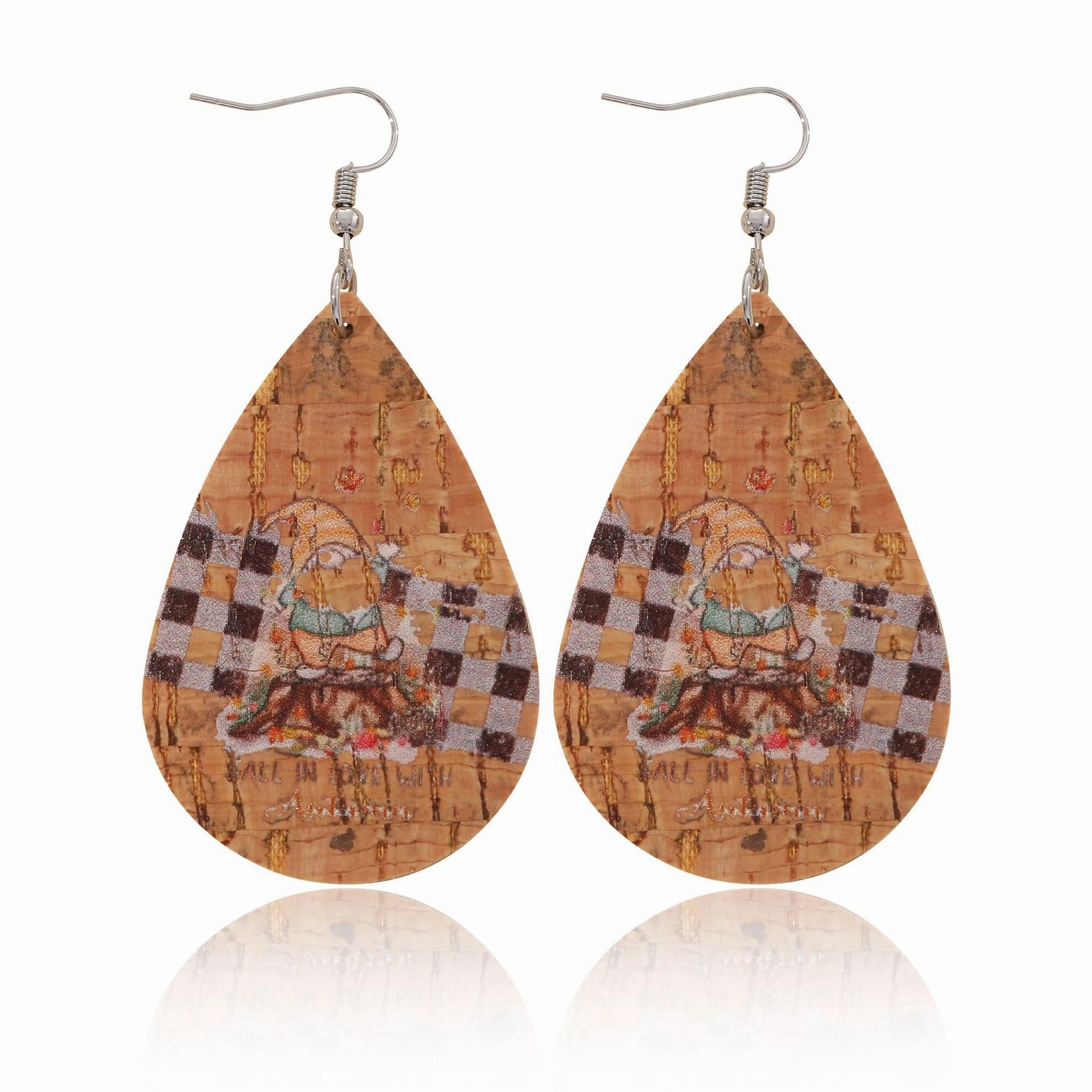 Wholesale Thanksgiving Gnome Maple Leaf Pumpkin Leather Drop Earrings