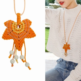Wholesale Thanksgiving Maple Leaf Handmade Rope Woven Necklaces