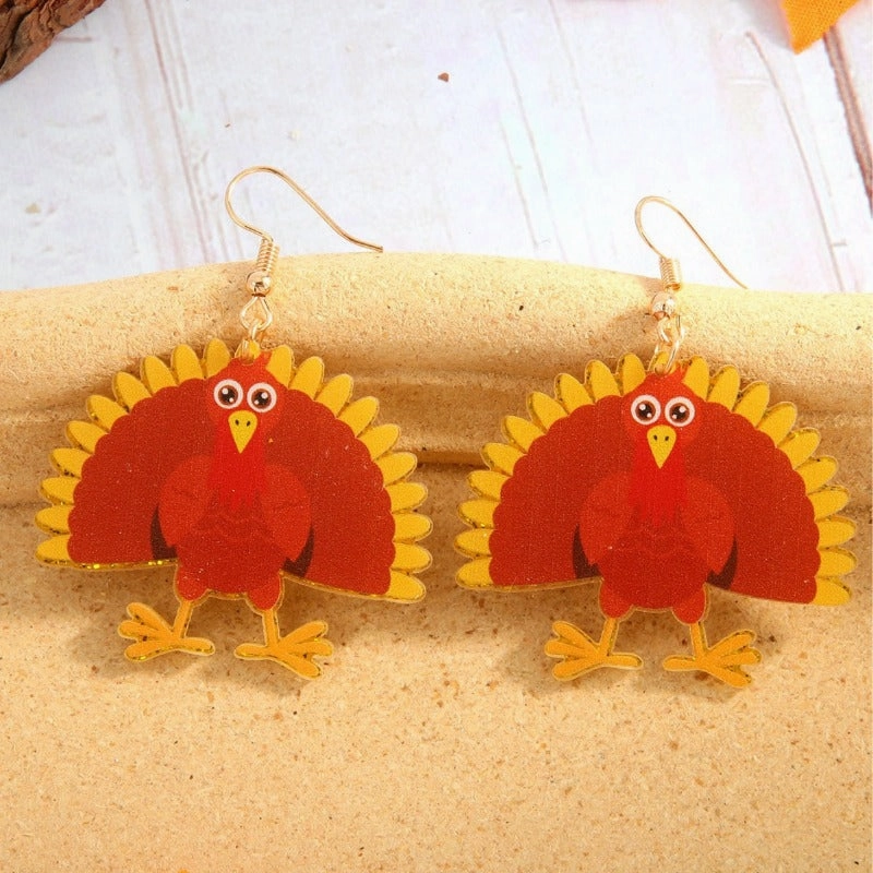 Wholesale Thanksgiving Retro Pumpkin Easter Opening Screen Turkey Maple Leaf Acrylic Earrings