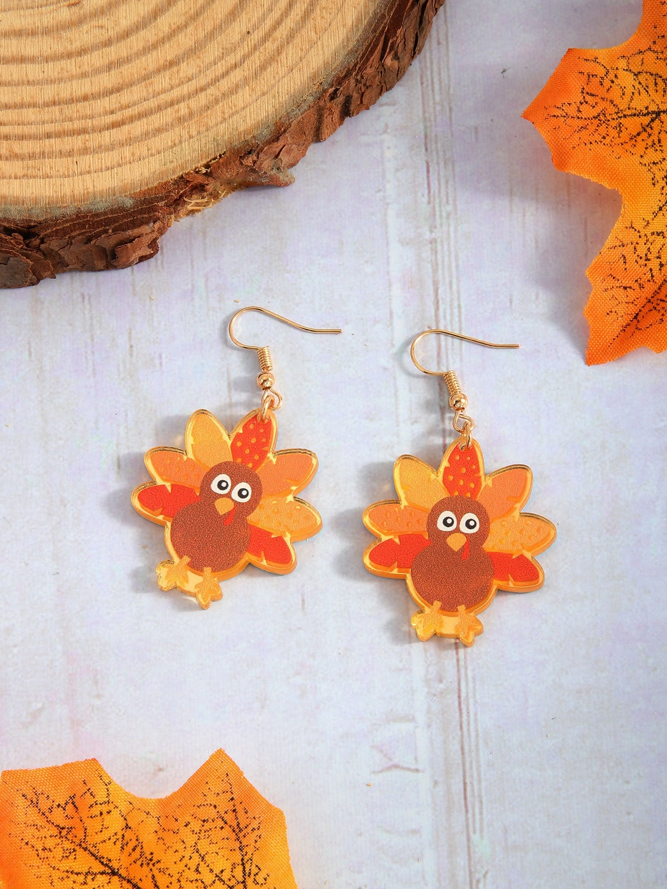 Wholesale Thanksgiving Retro Pumpkin Easter Opening Screen Turkey Maple Leaf Acrylic Earrings