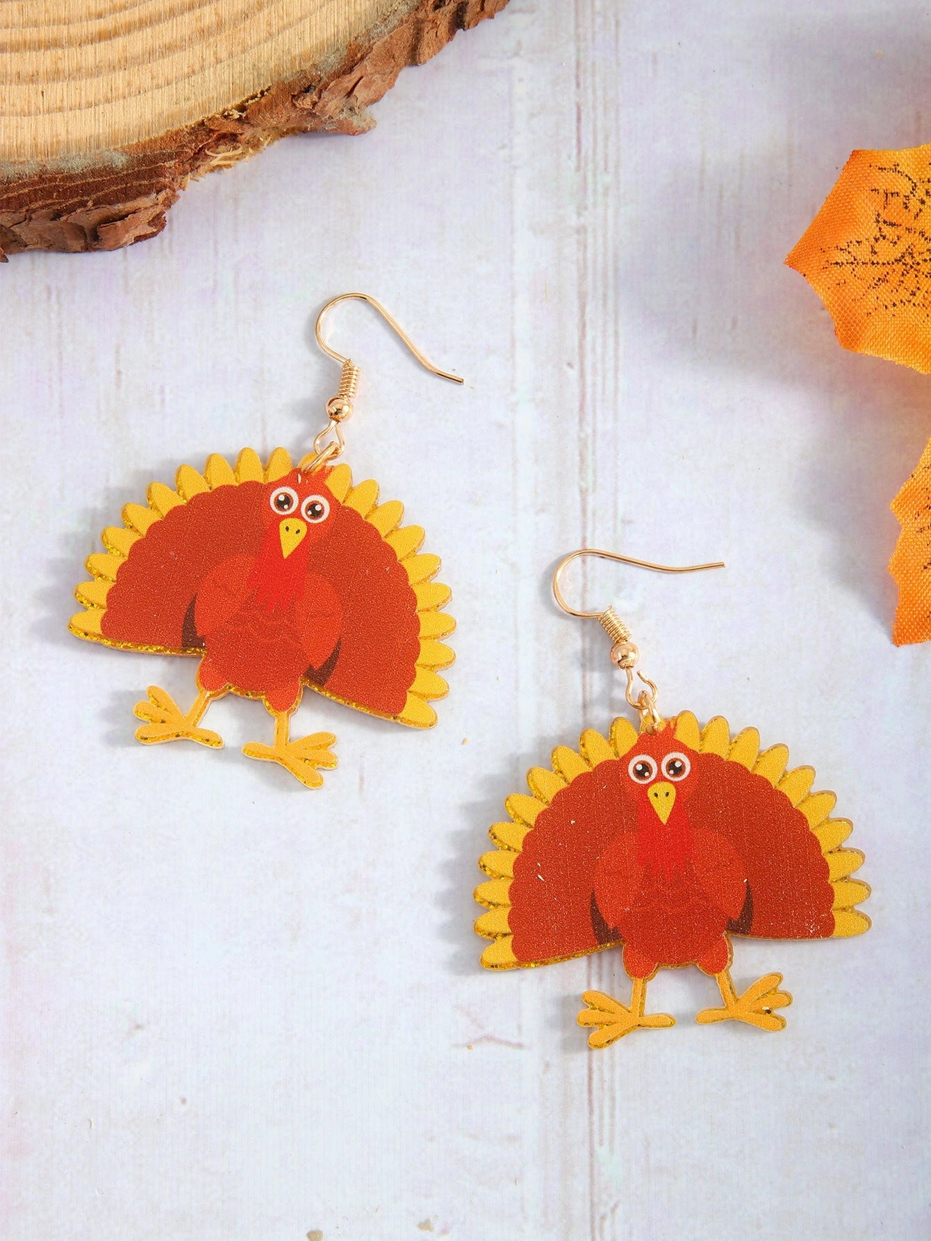 Wholesale Thanksgiving Retro Pumpkin Easter Opening Screen Turkey Maple Leaf Acrylic Earrings