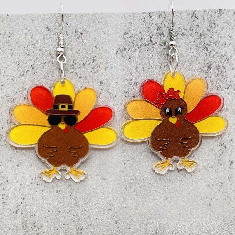 Wholesale Thanksgiving Turkey Acrylic Earrings