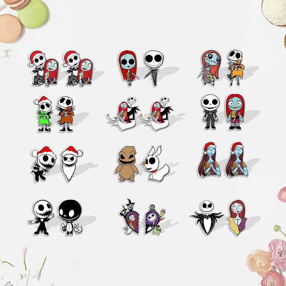 Wholesale The Nightmare Before Christmas Heat Shrink Skull Resin Earrings