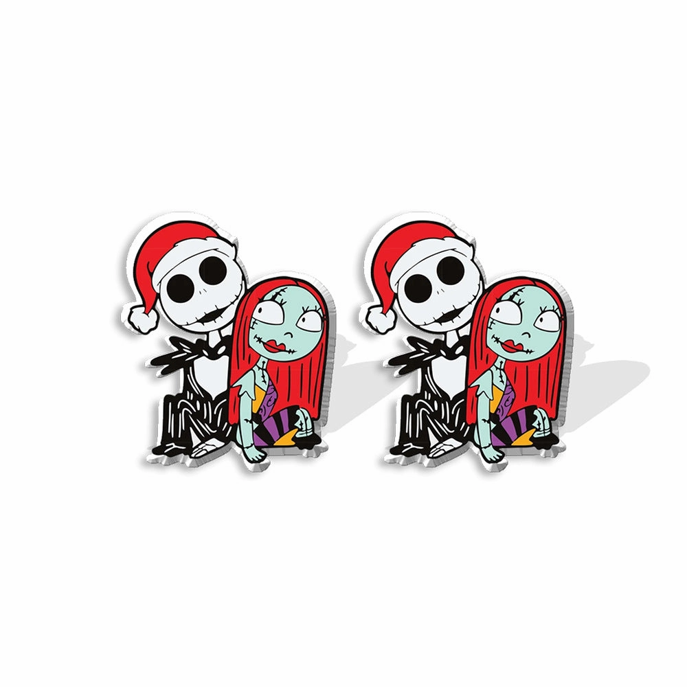 Wholesale The Nightmare Before Christmas Heat Shrink Skull Resin Earrings