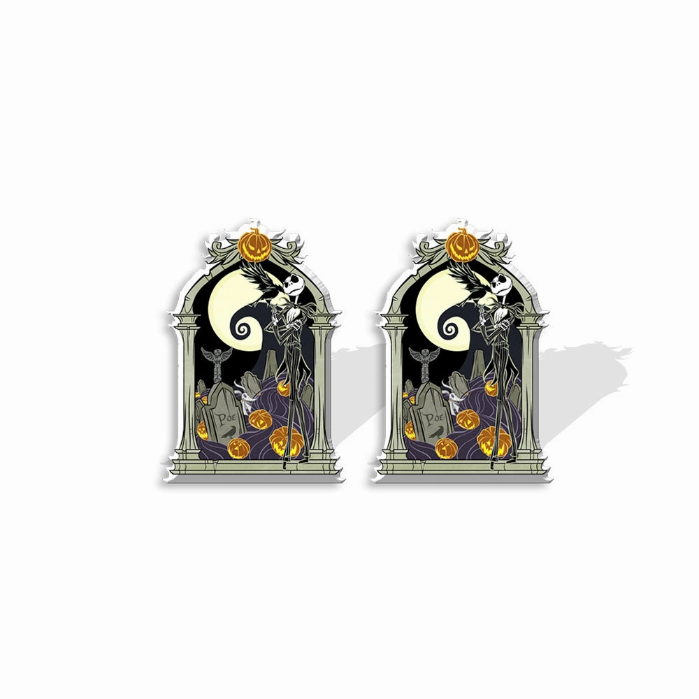 Wholesale The Nightmare Before Christmas Heat Shrink Skull Resin Earrings