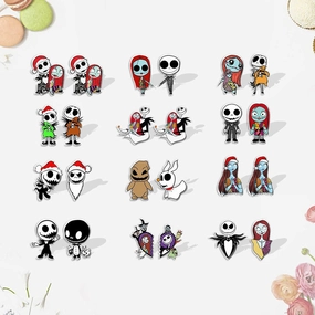 Wholesale The Nightmare Before Christmas Heat Shrink Skull Resin Earrings