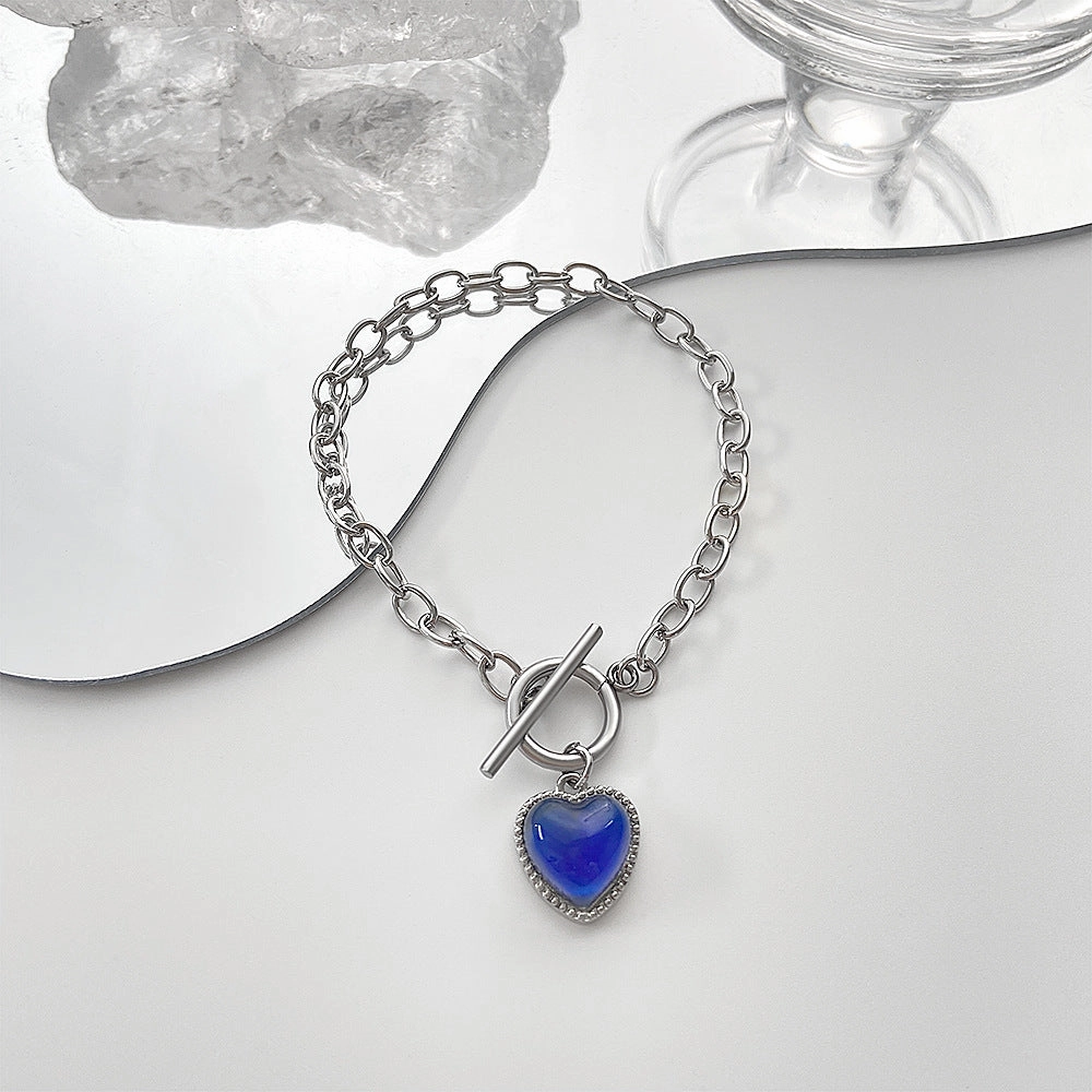 Wholesale Thermochromic Heart Copper Bracelet