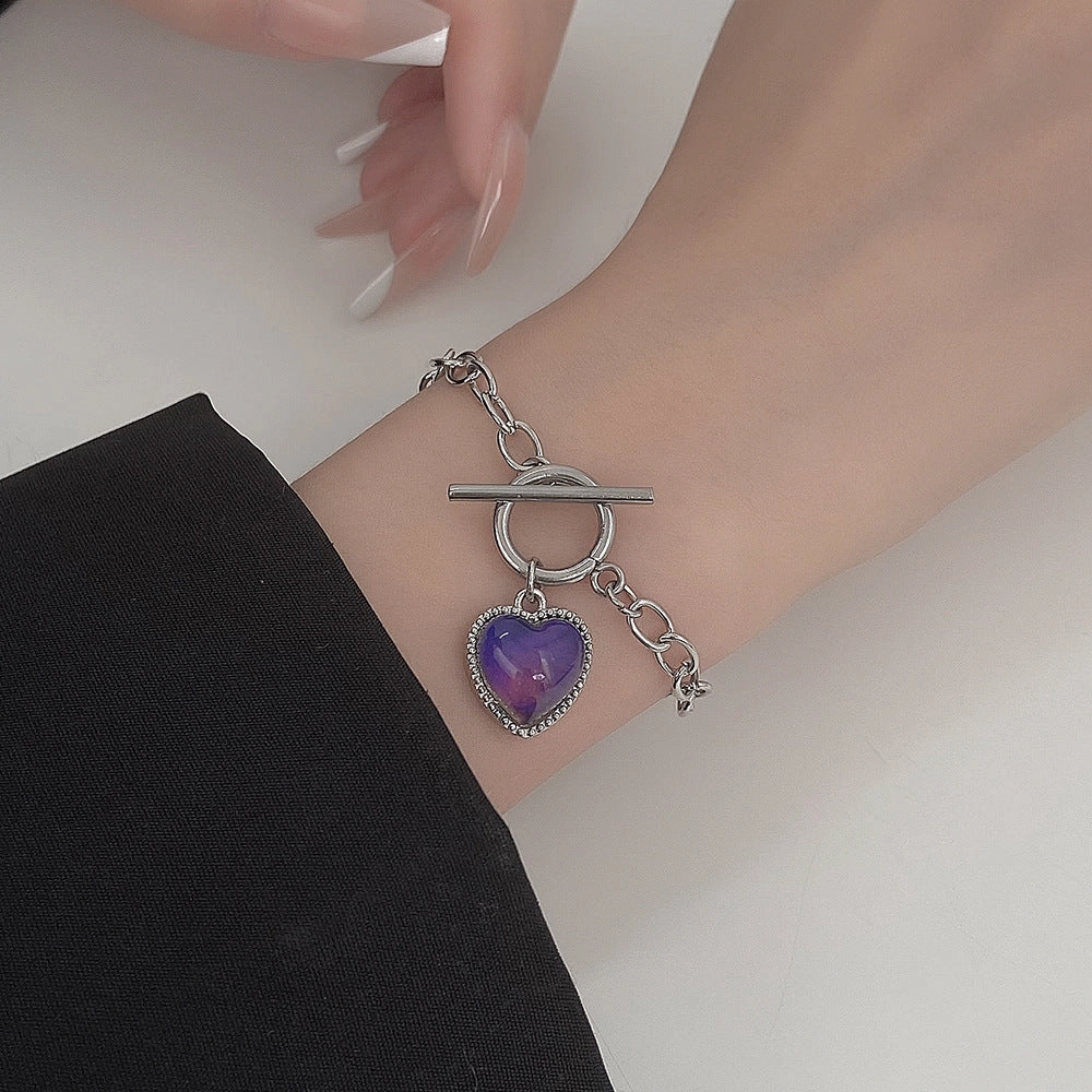 Wholesale Thermochromic Heart Copper Bracelet